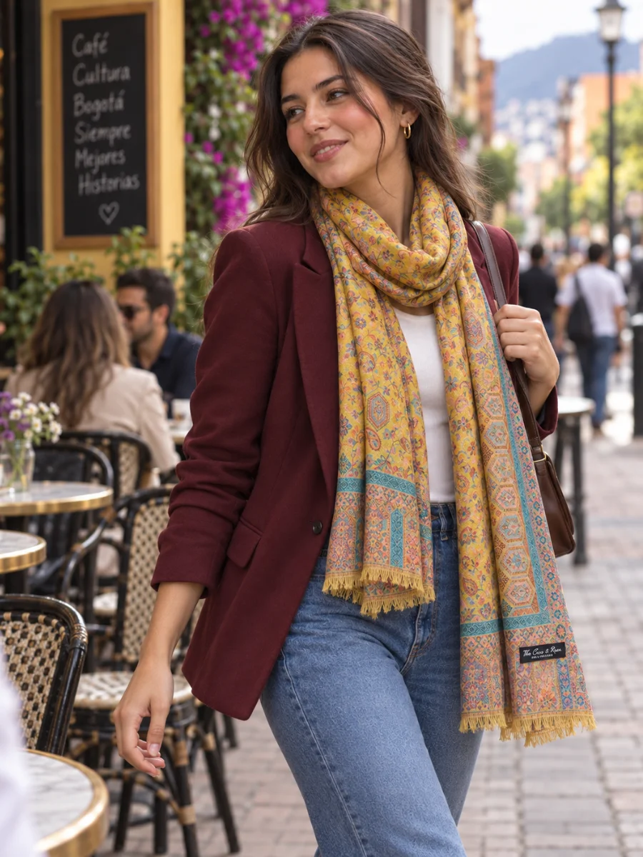 Estola Amarillo y Azul Paisley