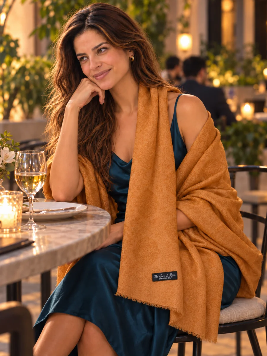 Ámbar Dorado Pashmina Estola (1)