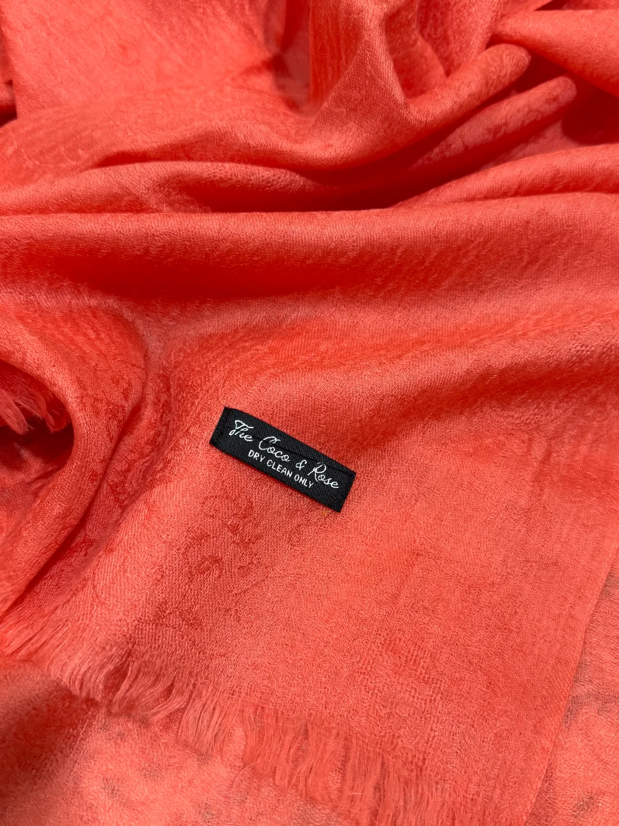 Estola de Pashmina Naranja Coral (2)