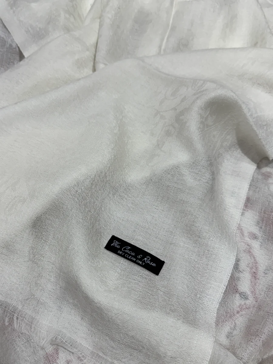 Estola de Pashmina Jacquard Marfil (4)