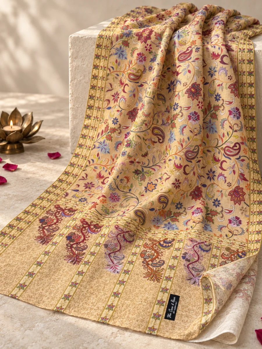 Estola Beige Bordado Floral (3)