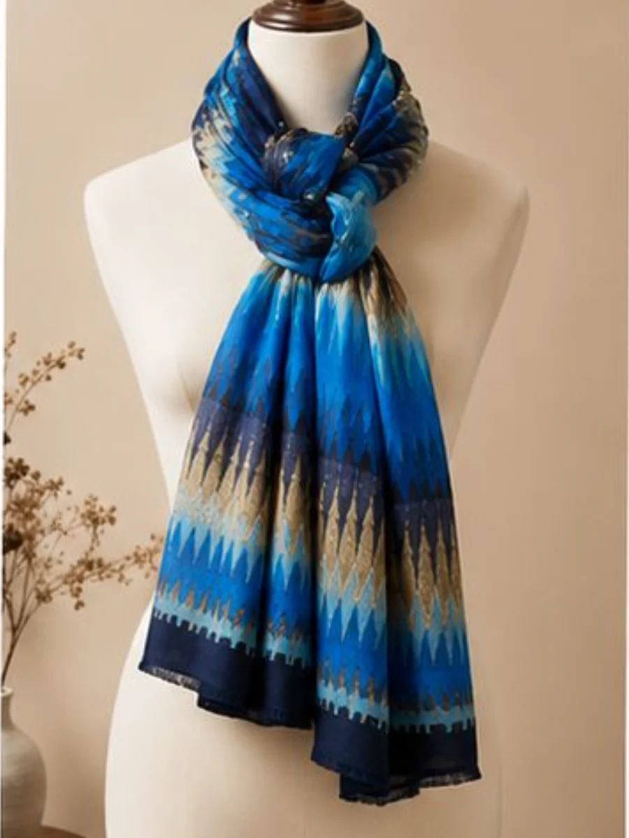 Estola de Lana y Seda Azul Cielo (2)