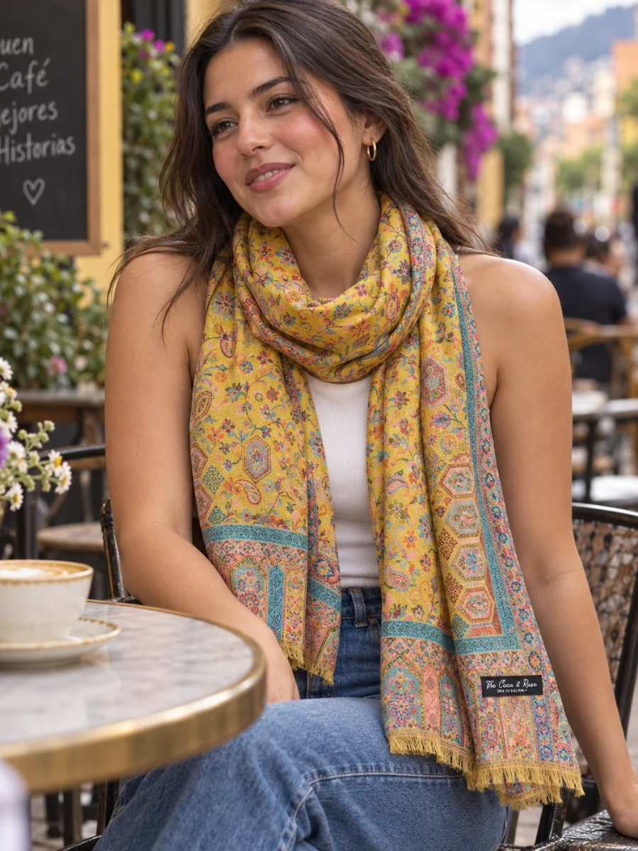 Estola Amarillo y Azul Paisley (1)
