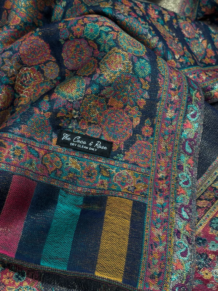 Estola Paisley Azul Marino Real (5)