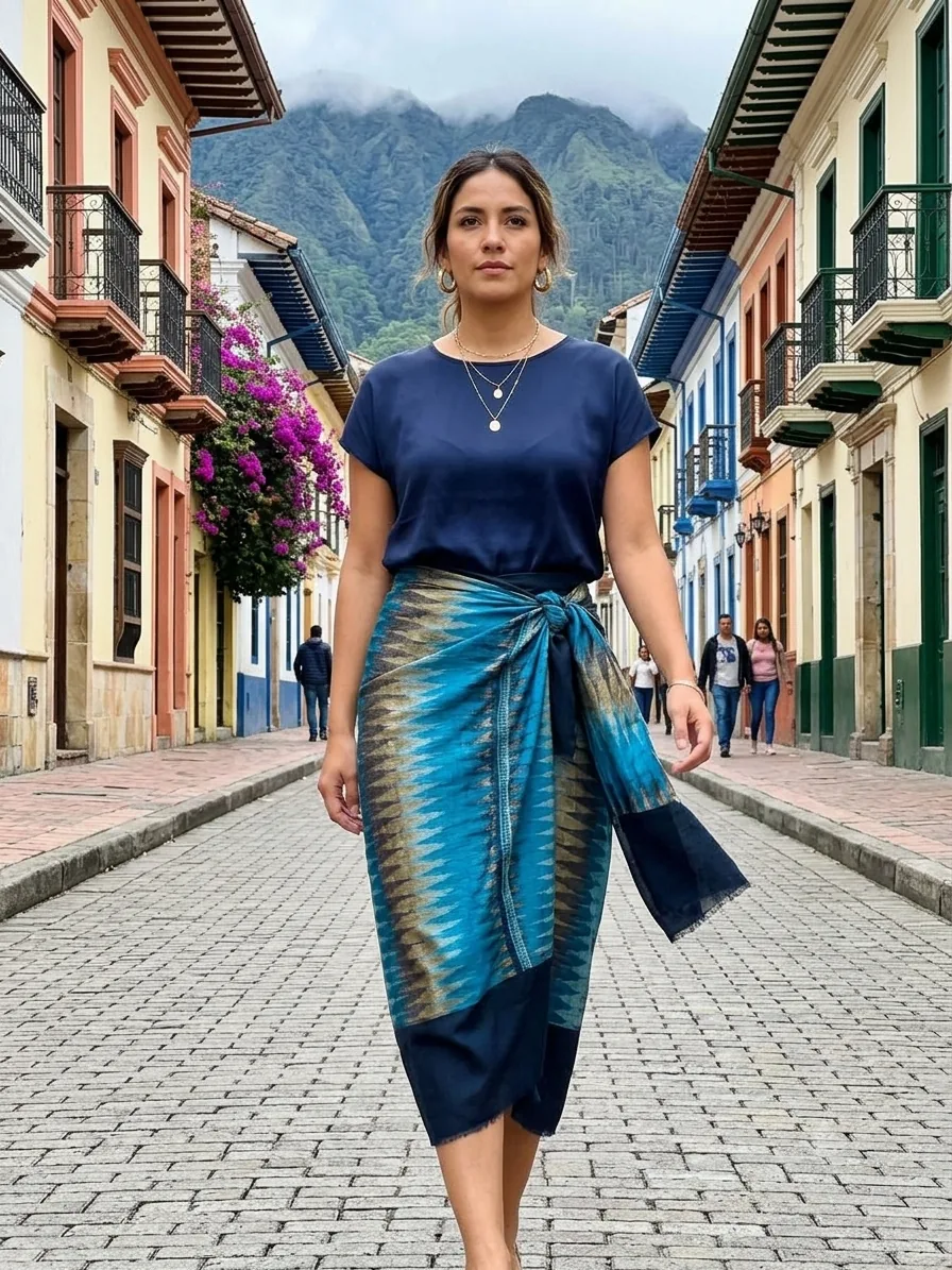 Estola de Lana y Seda Azul Cielo (3)